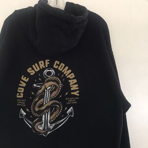 Cove Surf Co Black Cotton Fleece Logo Long Sleeve Mens Sweatshirt Hoodie XXL